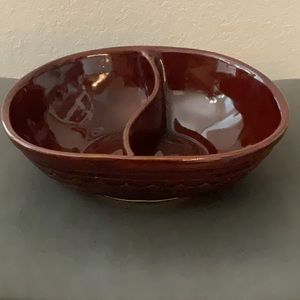 Mar-crest Vintage Brown Stoneware Divided
Serving Dish Bowl Oven Proof
Daisy Dot